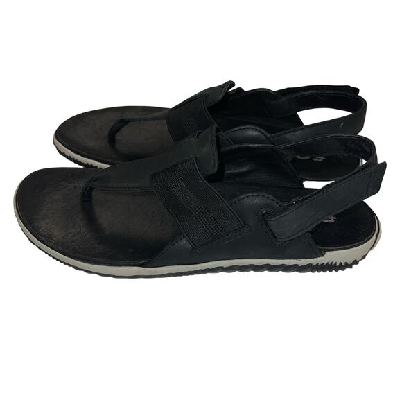 Sorel Women's Out N About Plus Thong Sandals with Ankle Strap Black Size 8 - Picture 2 of 10